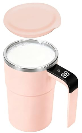 Självrörande mugg, 380 ml mjölk vatten dryckesartiklar, automatisk självrörande kopp med lock, för kvinnor män hem kök bar kontor födelsedag jul vatten dryck honung