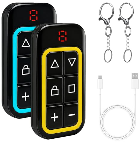 Set 2 Apriporta Garage con Telecomando Universale 8 Canali, Ricaricabile USB-C, Portata Fino a 30 m, Compatibile con la Maggior Parte di Porte Garage e Cancelli Automatici, Telecomando per Cancello