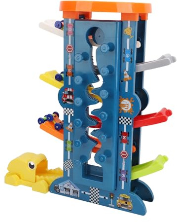 Picysa Rampa de Coche Juguete de Coche en Carril Deslizante, Conjunto de Pista de Montaje de Carreras de Deslizamiento para Niños y Niños