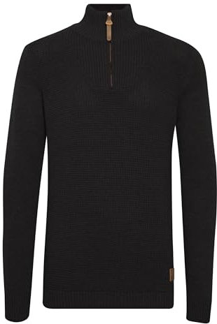 !Solid SDTommy Herren Strickpullover Troyer Feinstrick Pullover mit Troyerkragen Rippbündchen Baumwollmischung Regular fit, Größe:L, Farbe:Black (9000)