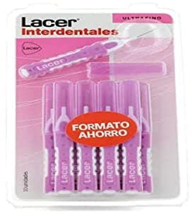 LACER - Cepillo Interdental Recto Ultrafino 10 Unidade, Mango Bimaterial y Antideslizante, Cuello Flexible, Máxima Eficacia, Filamentos Tynex, Previene y Elimina la Placa Bacteriana