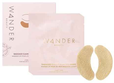 Wander Beauty Baggage Claim - Gold Foil Under Eye Patches For Dark Circles and Puffiness - Under Eye Mask Depuffs & Firms - Brightening Eye Mask for Under Eye Bags (6 Pairs)