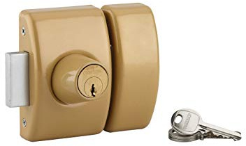 THIRARD - Cerradura Doble Entrada Design 5 para Puerta de Entrada - Cilindro Latón 40 mm - Ø 23 mm - Acero Epoxy Bronce - 3 Llaves Planas Dentadas - Altura 94 mm - Ancho 60 mm