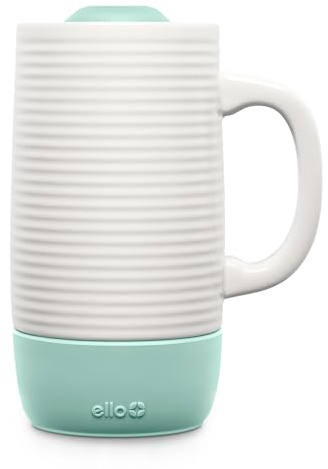 Ello Jane 18oz Ceramic Travel Mug with Silicone Boot, Yucca, 18 oz.