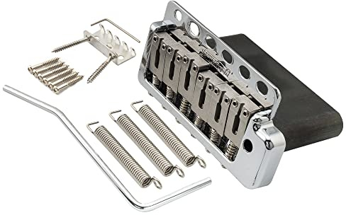 Wilkinson WVP6-SB 54mm 5+1 Hole SUS Stainless Steel Saddles Guitar Tremolo Bridge with Full Solid Steel Block for Import Strat and Japan Strat, Chrome