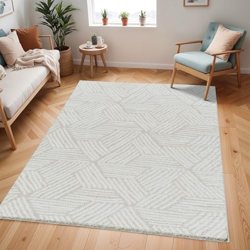Livabliss Kapan Shaggy Berber - Flauschiger groß für Wohnzimmer, Esszimmer, Schlafzimmer, Langflor Hochflor e flauschig - 200x275 cm, Wohnzimmer in Creme und Hellbeige