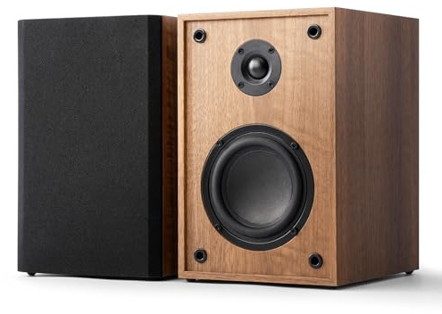 ANGELS HORN Powered Bluetooth Bookshelf Speakers for Turntable, 60W RMS Active Stereo Speakers, 4 Woofer + 1 Silk Dome Tweeter, Bluetooth 5.2, RCA/AUX Input, Remote Control, Record Player Speakers
