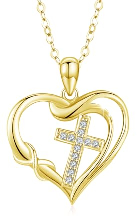 CUOKA MIRACLE Kreuz Anhänger Kette 925 Sterling Silber Herz Halsketten für Frauen Kette Unendlichkeit Weihnachten Geschenke für Frauen