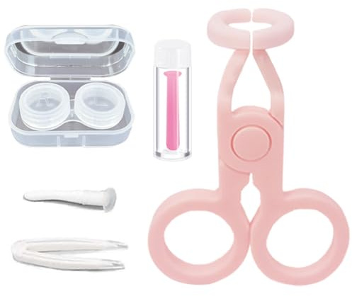 NGUP Color Contact Lenses Wearing Aids Kits Contact Lens Remover and Insertion Tool Set Contact Lens Case and Contact Lens Applicator Tool Plunger Suction Cup Tweezers Storage Tray