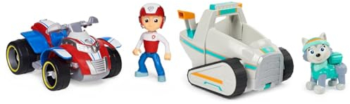 PAW PATROL, Rettungs-Quad mit Ryder-Figur & Schneemobil mit Everest-Figur (Sustainable Basic Vehicle/Basis Fahrzeug), Spielzeug für Kinder ab 3 Jahren