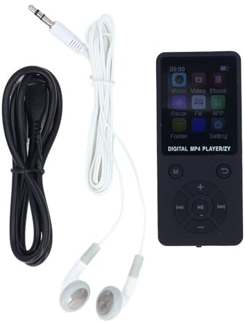 NOENNULL 64 GB MP3 MP4-spelare med Bluetooth 5,0 1,8 tums skärm, bärbar HiFi-musikspelare med högtalare, video, FM E bok, hörlurar, stöder upp till 128 GB (svart)