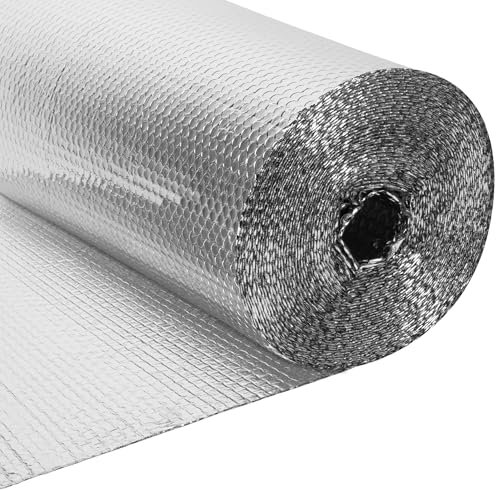 BLOSTM Rouleau de feuille d'isolation pour radiateur - 1 x 25 m - Panneaux réfléchissants pour radiateur pour sol, plafond, toit et mur - Barrière à bulles d'aluminium réfléchissante - Barrière