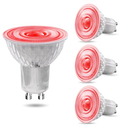Lamptobe GU10 Red LED Spotlight Bulbs,5W GU10 Coloured Spot Light AC 220-240V 120 Degree Beam Angle 50W MR16 Red Halogen Replacement for Wall Washer Lamps,Landscape Lighting,4 Pack