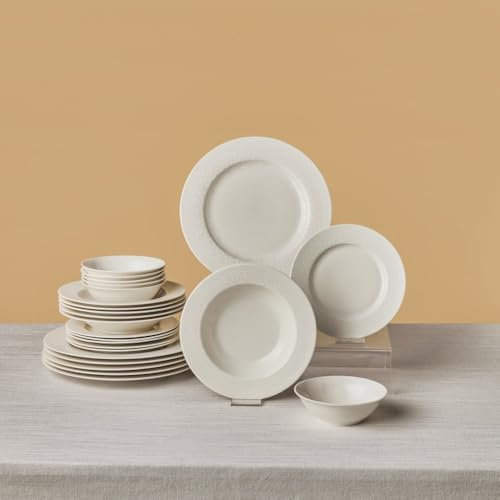 Karaca Set di stoviglie a cupola per 6 persone, set di piatti da cucina moderno da 24 pezzi, in porcellana Bone China, lavabili in lavastoviglie, set di piatti e ciotole, durevole ed elegante