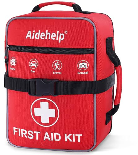 520 Pieces Premium First Aid Kit - Large Emergency Medical Kit for Survival, Car, Home, Travel, Camping, Backpack, Hiking, School (Red)