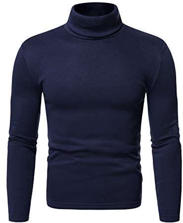 Turtleneck Men Casual Long Sleeve Roll Neck Knitted School Jumper Crooped Dressy Full Sleeve Stretchy Winter Sweater Warm Pullover Mock Neck Tee Undershirt Crew Neck Thick Heavy Cotton Navy Christmas