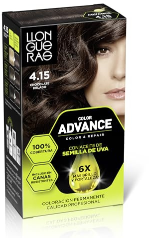 Llongueras Color Advance Tinte Pelo Mujer Coloración Permanente 100% Cobertura Incluso En Canas Resistentes - Tono 4.15 Chocolate Helado