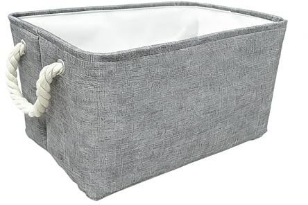 SJDOFU Storage Basket, Collapsible Storage Basket with Handles Grey