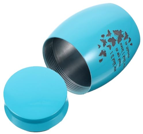iplusmile Urne pour Cendres d'animaux de Compagnie Petite Urne Souvenir en Acier Inoxydable Bleue Boîte à Souvenirs Hermétique pour Cendres de Chiens et Chats pour Crémation
