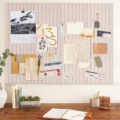 Grand tableau d'affichage en feutre beige autocollant, 90 x 60 cm, tableau d'affichage moderne de 0,9 cm d'épaisseur, vision board set, mur photo, plaque de liège, pegboard, memoboard, plaques en