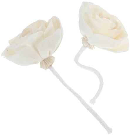 LOORGVEL Diffusore Ambiente con Fiore, Fiori Finti Decorativi con Stoppino in Cotone, Profumatore Oli Essenziali Beige per Casa e Camere, 2 Pezzi