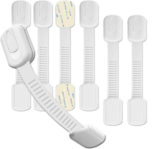 Hion Pack of 6 Child Lock for Cupboard, Drawer Lock for Baby and Children for Door Cupboards Refrigerator, Cabinet Lock with Adhesive No Drilling