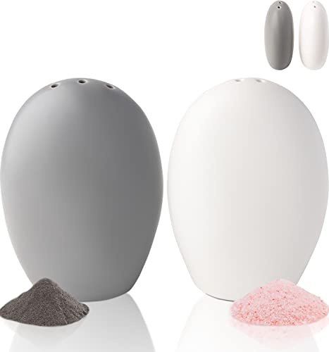Comfify White and Grey Salt and Pepper Shakers Large – 3.5 oz Modern