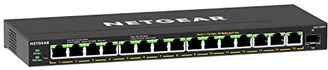NETGEAR GS316EPP Switch 16 Port Gigabit Ethernet LAN PoE Switch Plus (mit 15x PoE+ 231W & 1x SFP, Managed Netzwerk Switch mit IGMP Snooping, QoS, VLAN, lüfterlos), schwarz