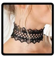 Wedity Collier en dentelle Collier clavicule Collier ras du cou court Bijoux réglables pour femmes et filles (Noir 2)