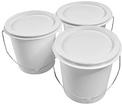 Plastic Paint Kettle Container with Metal Handle and Lid - Buckets, Tubs, Mixing Pots, Paint Kettle with Lids, Storage Containers, Clear Tubs, Empty Pots for paints and Paste 2.5 Litre (3)