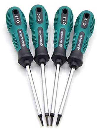 Fongmore Lot de 4 tournevis triangulaires 1,8 mm, 2,0 mm, 2,3 mm, 3,0 mm, kit de tournevis antidérapant de précision avec outil à main magnétique multifonction