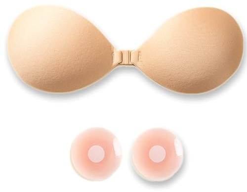 Adhesive Bra - Backless and Strapless Push Up Bra (Cup A-D) - Invisible and Stick on Bra for Backless Dresses Nail Skin