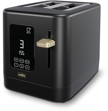 800W 2 Slice Black Toaster with Detachable Crumb Tray, Digital Control Panel with Countdown Timer, 7 Browning Levels, Auto Stop, High Lift, 2 Slice Toaster with Wide Slot for All Types of Slices