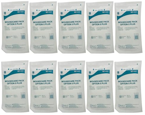 Premier Healthcare Procedure First Aid Accident Emergency Sterile Woundcare Pack, 10 Pieces, Dressing Towel, Gallipot, Non-Woven Swabs, Nitrile Gloves, Polythene Bag (10)