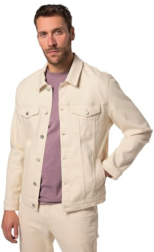 JP 1880 Giacca di Jeans in Stile Trucker con Cotone Biologico Certificato dal GOTS Beige Chiaro 5XL 839551662-5XL
