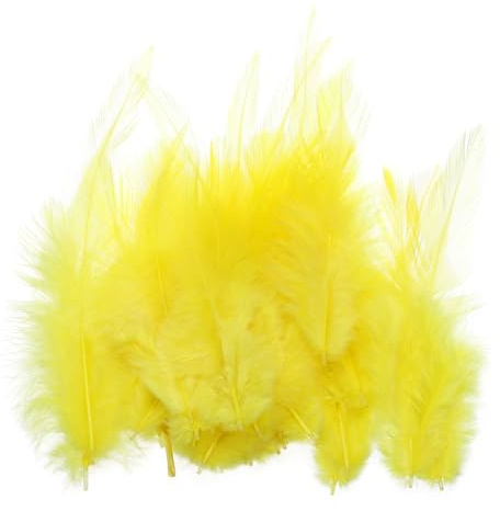 PATIKIL 7,6 cm tuppfjädrar, 200-pack naturliga fjädrar för hantverk färgglada fluffiga hantverksfjädrar för drömfångare handarbete kläder kostymer bröllop, gul
