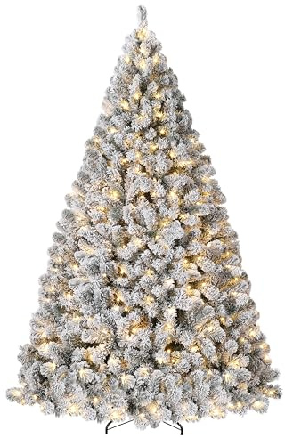 135/180/225/270cm Weihnachtsbaum mit Beleuchtung(250 LED), Simulierter Künstlicher Weihnachtsbaum mit Schnee-Effekt, für Weihnachten-Dekoration, aus PE und PVC, 836 Spitzen（180cm