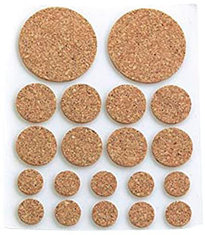 Merriway BH03579 (2 Pcs) Assorted Sizes Cork Adhesive Furniture Protective Pads Discs - Pack of 40 Pieces