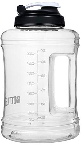 VENNERLI Trinkflasche Groß 2,5 Liter Wasserflasche Sport Flasche mit Griff Fitness BPA Frei Auslaufsicher Sportflasche für Gym Outdoor Sport Büro (2,5L Transparent)