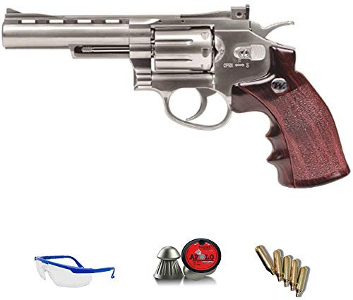 WINCHESTER .45 Revólver Special | Pack Pistola de Aire comprimido (CO2) Y balines de Plomo (perdigones) Cal. 4.5mm. Réplica Full Metal - Potencia menor a 3,5 Julios