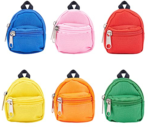 PandaHall 6 Stück Mini-Rucksäcke 6 Styles Rucksack Für Netter Reißverschlussrucksack Mini-Tasche Niedlicher Reißverschluss-Rucksack Kleiner Rucksack Für DIY-Schlüsselanhänger Telefon Ornament
