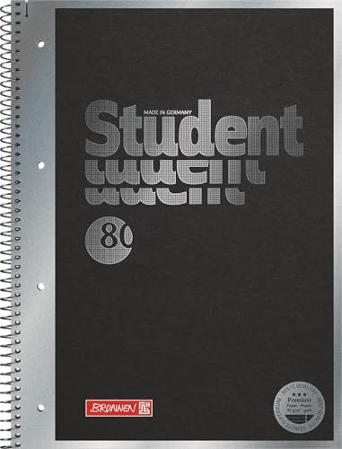 BRUNNEN Collegeblock Premium Student Hardwired A4 linjerad | A4, linjerat 27, 80 ark, svart/silver