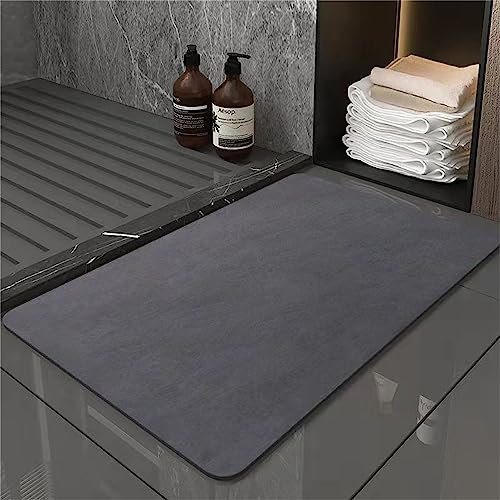 Tapis de Bain en Pierre de diatomite antidérapant Anti moisissure à séchage Rapide Tapis de Salle de Bain en Caoutchouc Ovale Doux Tapis de Bain en Pierre de diatomée absorbante