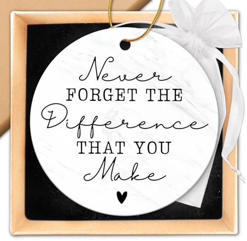Thank You Gifts for Women Men - Appreciation Gifts for Teacher, Employee, Retirement, Nurse, Friend, Coworkers, Nurse, Farewell - Never Forget The Difference That You Make - Ceramic Ornaments 2026