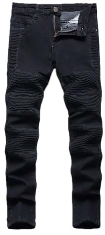 Echinodon Boys Motorcycle Jeans Kids Motorbike Denim Pants Skinny Stretch Jeans Trousers Black 10