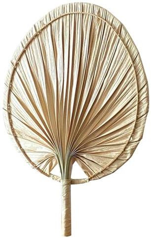Abanico de rafia – Abanico de hojas de palma, abanico natural de rafia, abanico de hojas para accesorios de refrigeración de verano, decoración de pared, favores de camping