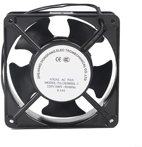 Puupaa Ventilateur axial 120 x 120 x 38 mm - Résistant aux hautes températures - Lame en métal - Ventilateur thermique pour cheminée - Cassette - Insert de poêle à bois, poêle à granulés, barbecue -
