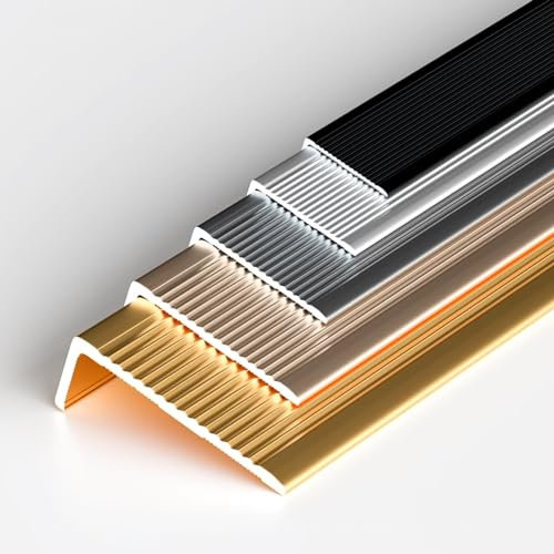 Perfil de protección de esquina de aluminio para escaleras, 90 cm de longitud, 2 mm de grosor, antideslizante, fácil de instalar, acabado anodizado