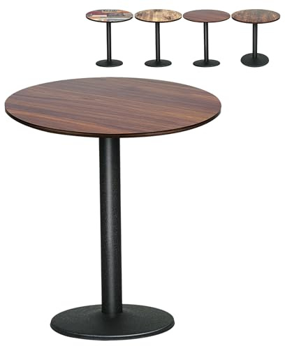 XUANYU Rond Table à Manger pour 4 Personnes, φ60 cm Table de Cuisine Industriel avec Pied en Fer, Tables de Bistro/Salle à Manger/Salon (Marron-Noir)