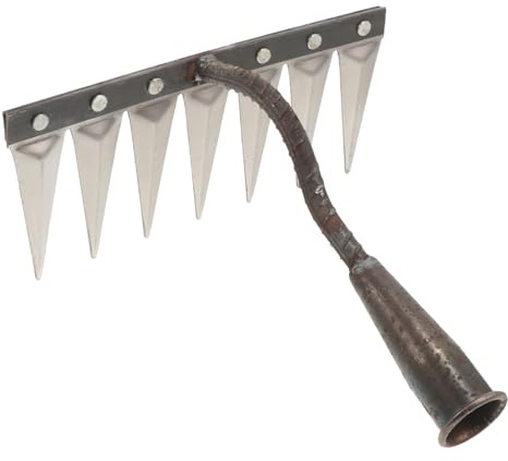 Yardenfun Rastrello da Giardino in Acciaio Manico Ergonomico Piccolo Rastrello per Allentare Terreno e Diserbo Attrezzo Multifunzionale per Giardinaggio e Trapianto per Uso Domestico e